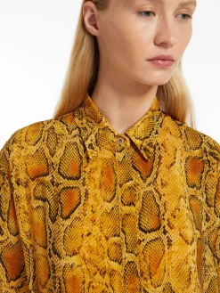Sale Abito Chemisier in Seta Stampata / Giallo Donna Abiti