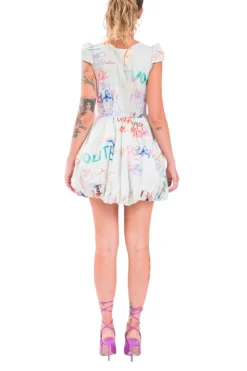 Online Abito in Cotone con Fantasia / Beige Donna Abiti
