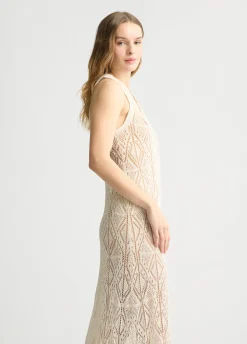 New Abito in Maglia Crochet / Beige Donna Abiti