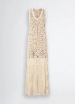 New Abito in Maglia Crochet / Beige Donna Abiti