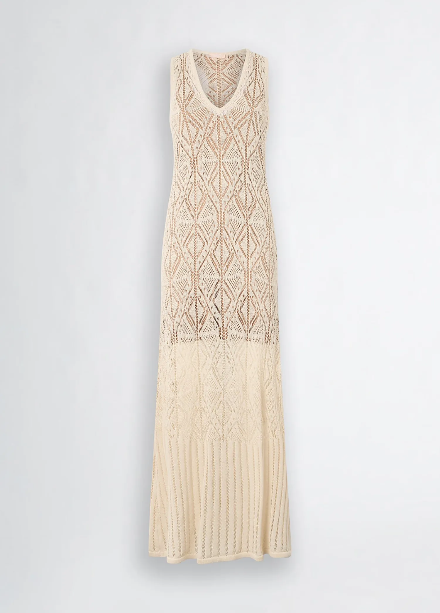 New Abito in Maglia Crochet / Beige Donna Abiti