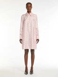 Abito in Twill di Seta Stampata / Rosa Donna Abiti