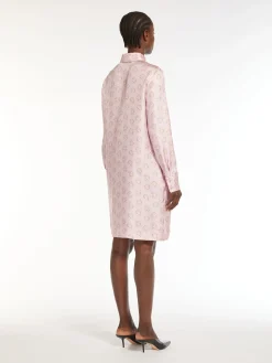 Abito in Twill di Seta Stampata / Rosa Donna Abiti