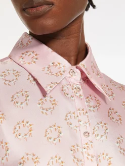 Abito in Twill di Seta Stampata / Rosa Donna Abiti