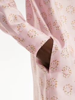 Abito in Twill di Seta Stampata / Rosa Donna Abiti