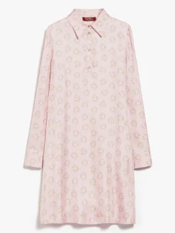 Abito in Twill di Seta Stampata / Rosa Donna Abiti