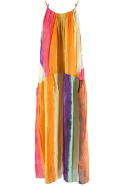 Outlet Abito Lungo a Fantasia con Scollo Americano / Donna Abiti