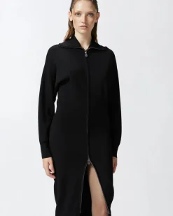 Best Abito Midi in Maglia con Collo Alto con Zip / Donna Abiti