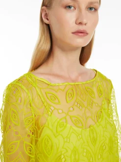 Outlet Abito Mini in Organza Ricamata / Giallo Donna Abiti