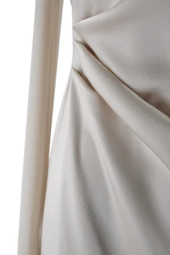 Clearance Abito Monospalla in Envers Satin / Beige Donna Abiti