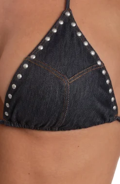 Sale Bikini Triangolo con Borchie / Donna Denim|Costumi Da Bagno