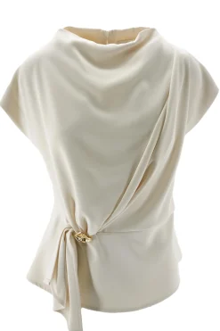 Best Blusa con Drappeggio e Bottone / Donna Bluse