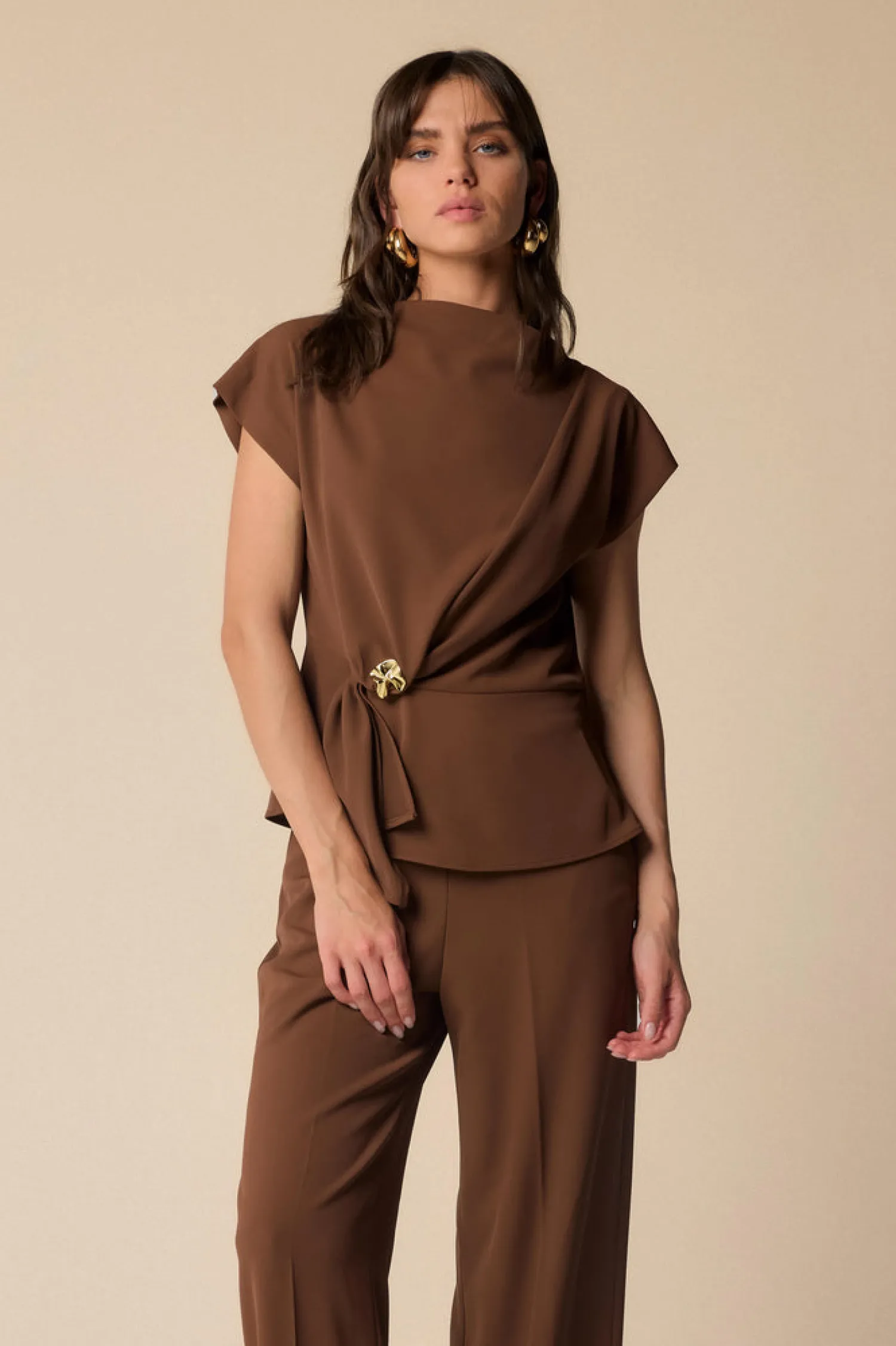 Blusa con Drappeggio e Bottone / Donna Bluse