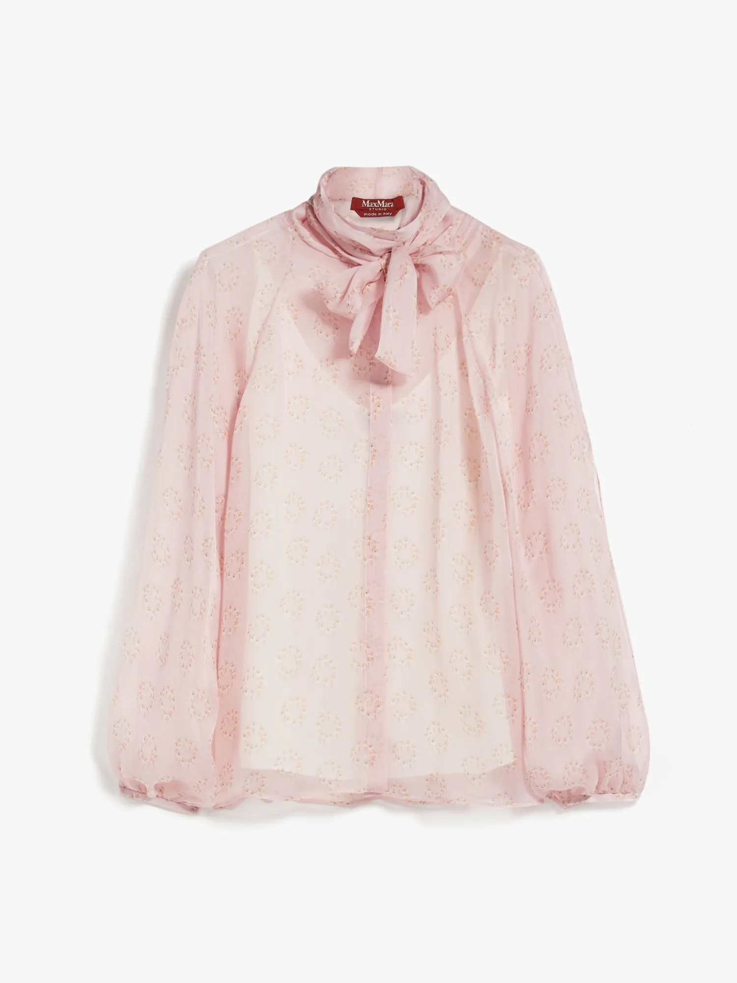 Sale Blusa con Fiocco in Seta Stampata / Rosa Donna Camicie