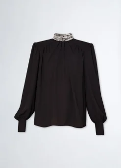 Clearance Blusa in Georgette con Strass / Donna Bluse