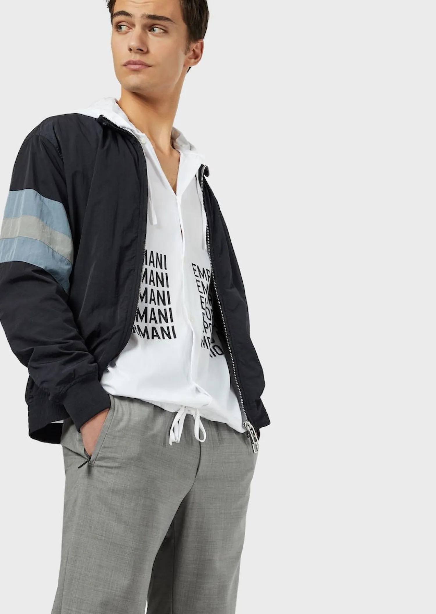 Hot Blusa in popeline con stampa logo e cappuccio / Uomo Camicie