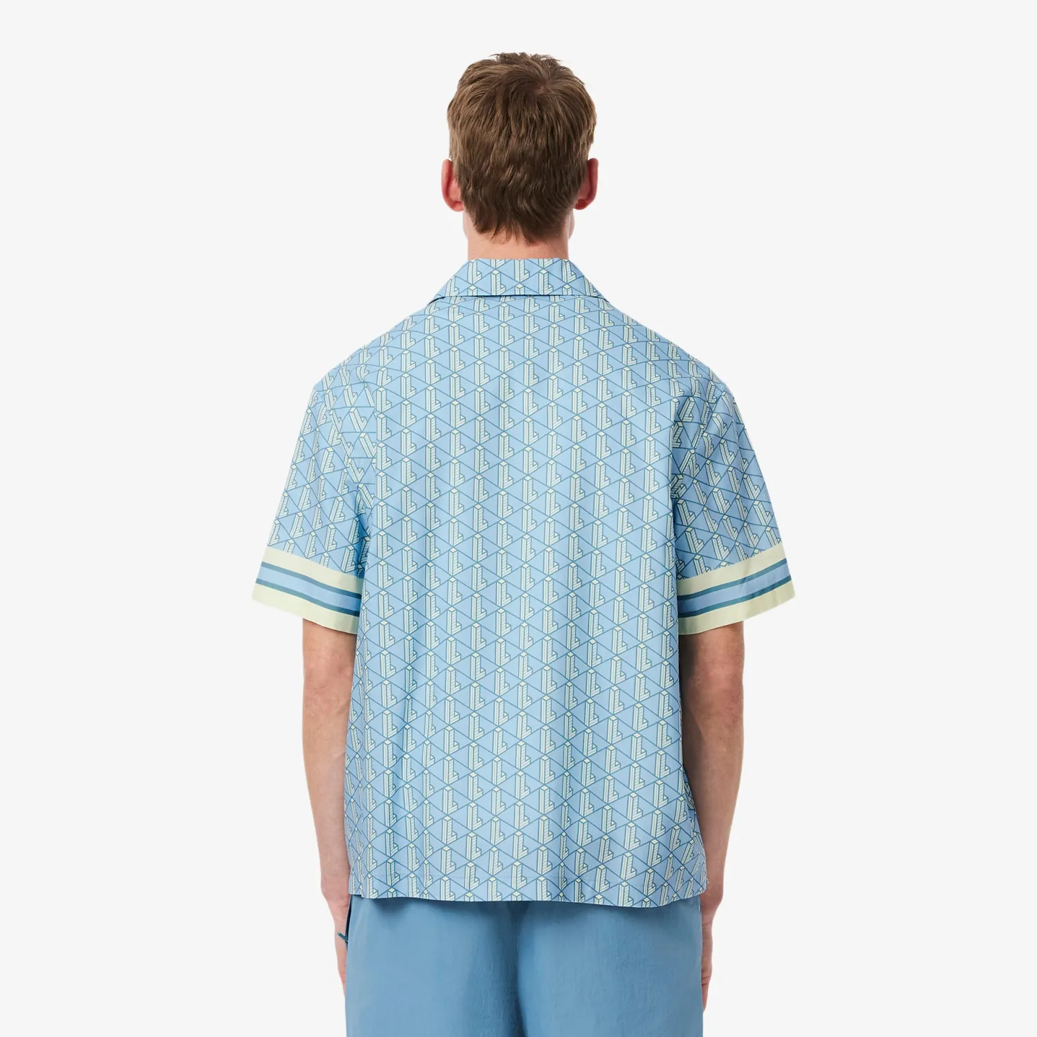 Best Camicia a Mezze Maniche con Stampa Monogramma / Uomo Camicie