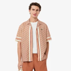 Outlet Camicia a Mezze Maniche con Stampa Monogramma / Uomo Camicie