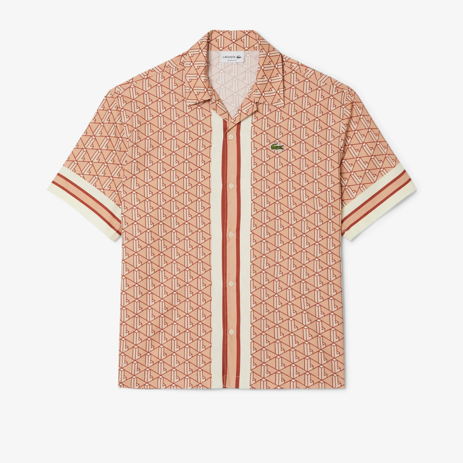 Outlet Camicia a Mezze Maniche con Stampa Monogramma / Uomo Camicie