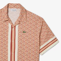 Outlet Camicia a Mezze Maniche con Stampa Monogramma / Uomo Camicie