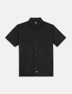 Outlet Camicia a Mezze Maniche in Twill / Uomo Camicie