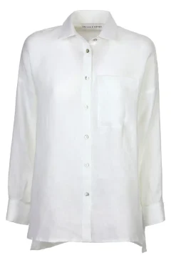 Hot Camicia Ampia in Lino / Bianco Donna Camicie
