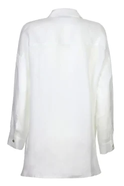 Hot Camicia Ampia in Lino / Bianco Donna Camicie