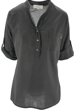 Clearance Camicia di Cotone con Risvolti sulle Maniche / Donna Camicie