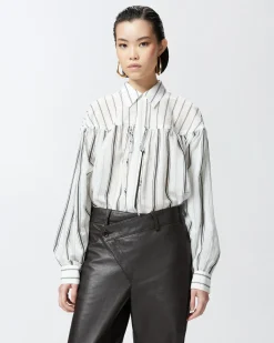 Sale Camicia in Cotone a Righe con Laccetti / Donna Camicie