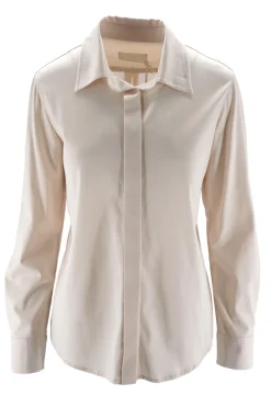 Clearance Camicia in Cotone con Bottoni Ricoperti / Donna Camicie