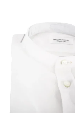 Clearance Camicia in Cotone con Collo alla Coreana / Bianco Uomo Camicie
