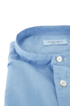 New Camicia in Cotone con Collo alla Coreana / Uomo Camicie