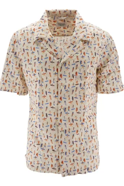 Sale Camicia in Cotone Mezze Maniche con Fantasia / Uomo Camicie