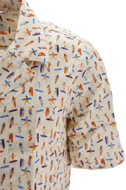 Sale Camicia in Cotone Mezze Maniche con Fantasia / Uomo Camicie