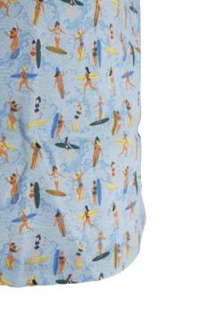 Clearance Camicia in Cotone Mezze Maniche con Fantasia / Celeste Uomo Camicie