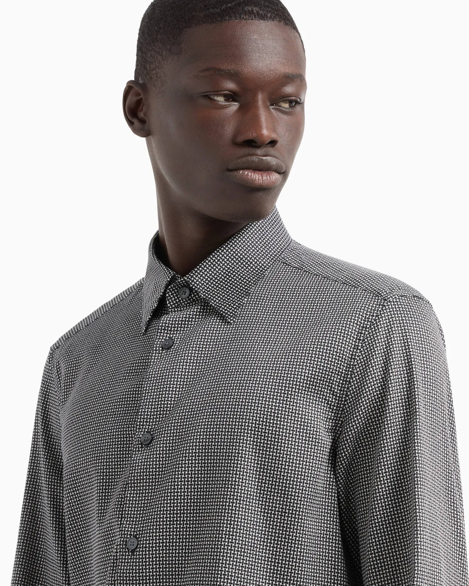 Clearance Camicia in Cotone Stretch con Pattern Stampato / Uomo Camicie