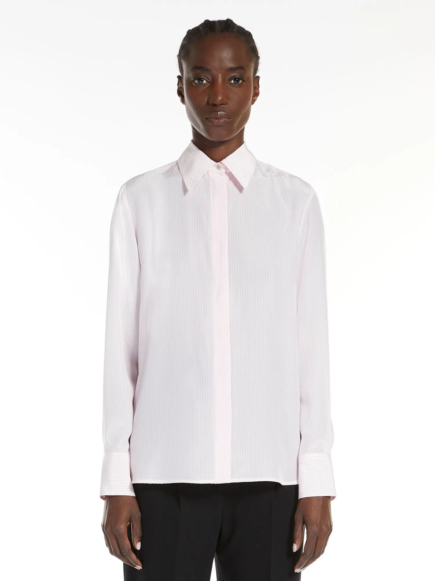 Online Camicia in Crepe de Chine a Righe / Rosa Donna Camicie