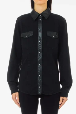 Outlet Camicia in Denim con Bottoni a Pressione / Donna Camicie
