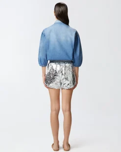 New Camicia in Denim con Maniche a Tre Quarti / Donna Denim|Camicie