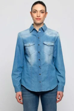 Sale Camicia in Denim / Donna Denim|Camicie