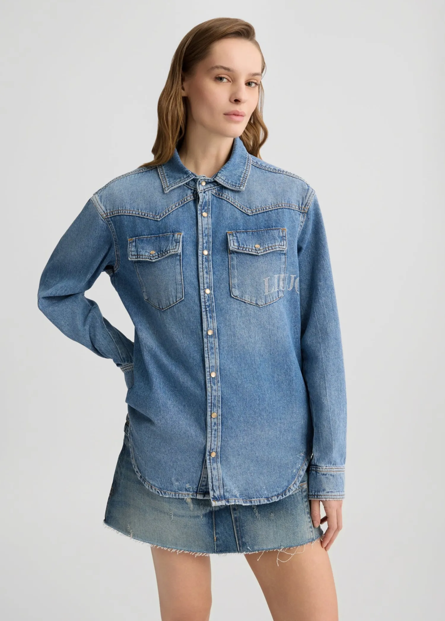 Outlet Camicia in Denim Overfit / Donna Denim|Camicie