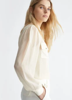 New Camicia in Georgette / Beige Donna Camicie