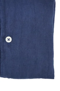 Online Camicia in Lino con Chiusura Polo / Blu Uomo Camicie