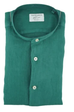 Best Camicia in Lino con Collo alla Coreana / Uomo Camicie