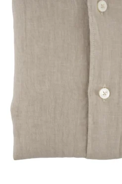 Sale Camicia in Lino con Collo Morbido / Beige Uomo Camicie