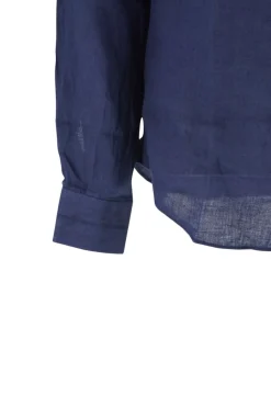 New Camicia in Lino con Collo Coreano Mastricamiciai / Blu Uomo Camicie