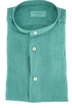 Discount Camicia in Lino con Collo alla Coreana / Uomo Camicie