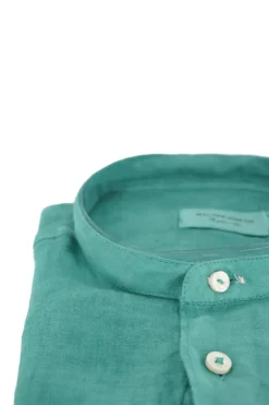 Discount Camicia in Lino con Collo alla Coreana / Uomo Camicie
