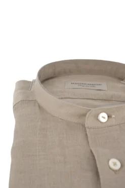 Best Camicia in Lino con Collo alla Coreana / Beige Uomo Camicie
