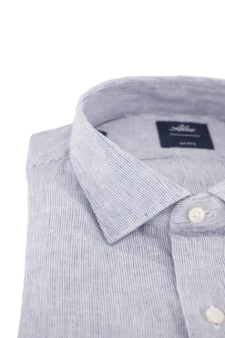 Best Camicia in Misto Lino con Fantasia / Celeste Uomo Camicie